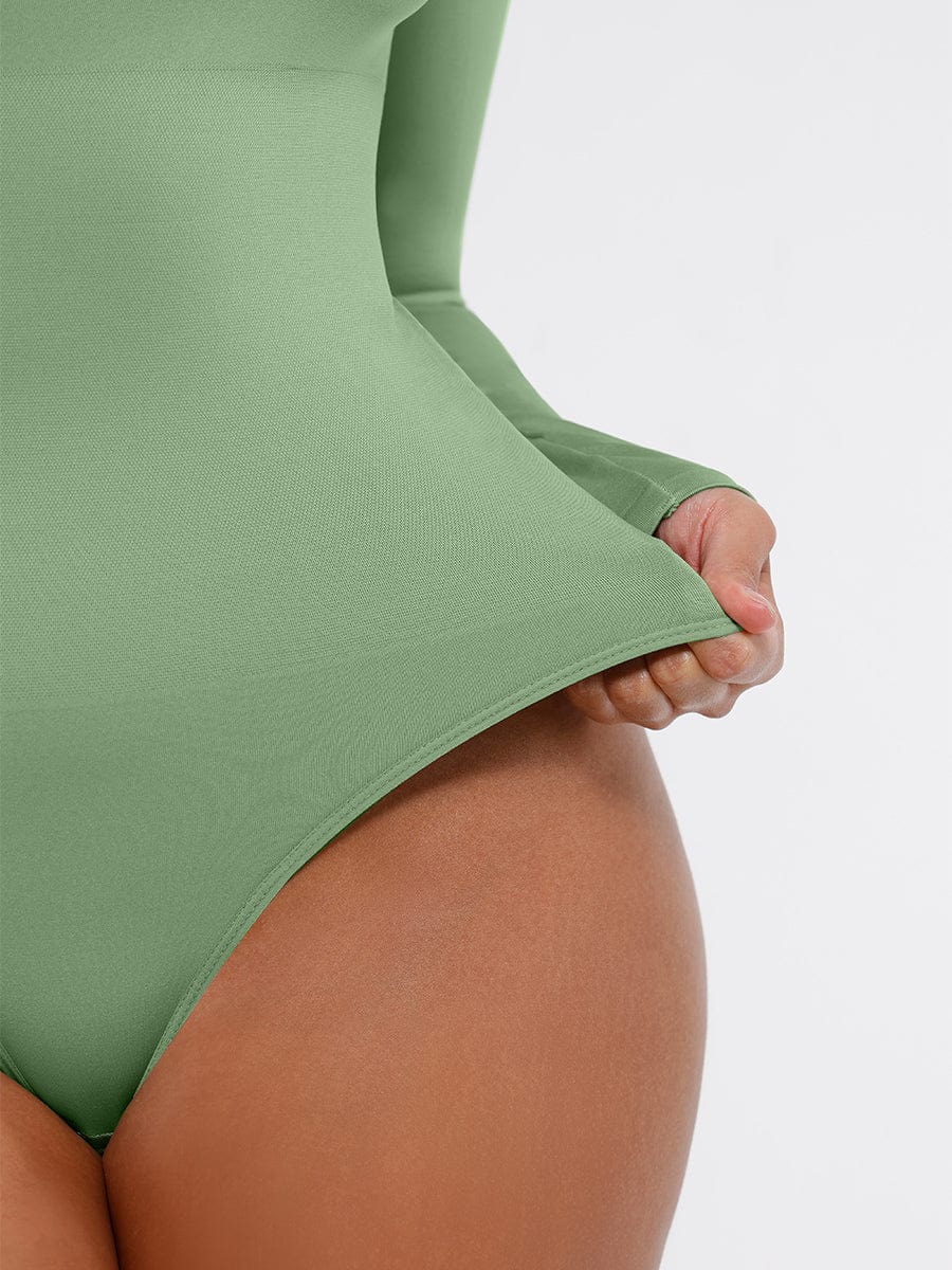 Eco-Friendly Seamless Square-Neck Waist Control Thong Bodysuit