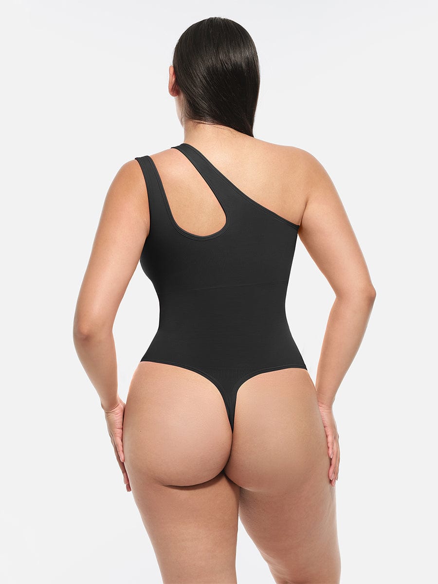 One-Shoulder Cut-Out Compression Shapewear Bodysuit