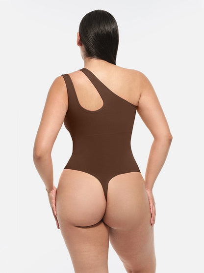 One-Shoulder Cut-Out Compression Shapewear Bodysuit