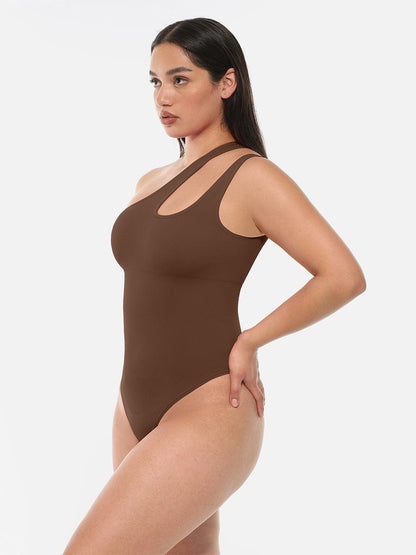 One-Shoulder Cut-Out Compression Shapewear Bodysuit