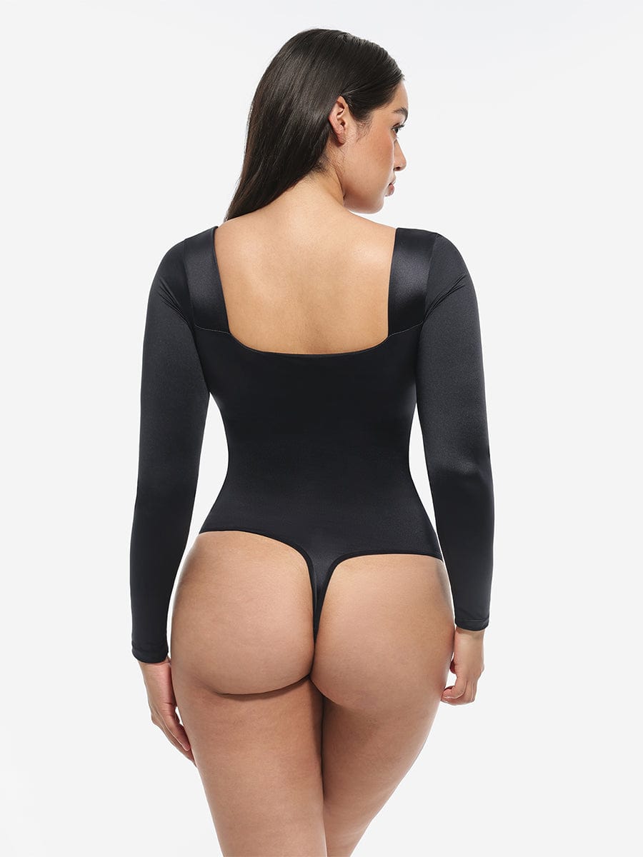 Retro Square-Neck Corset Tummy Control Bodysuit