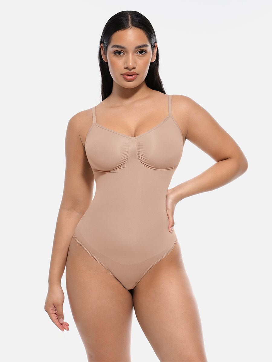 Seamless Covered-Bust Thong Bodysuit
