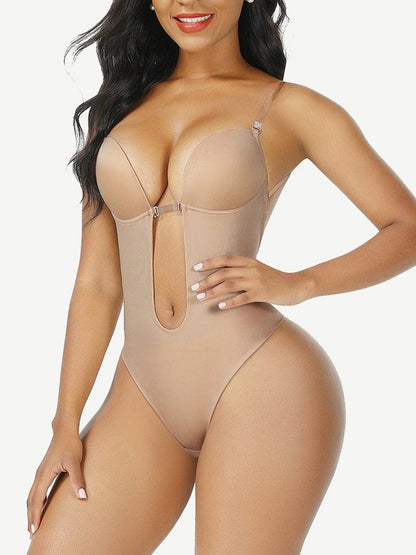 High-Waist Tummy Control Bodysuit with Nubuck Shoulder Straps
