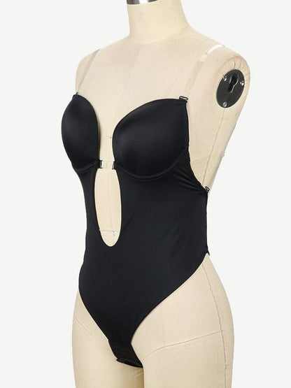 High-Waist Tummy Control Bodysuit with Nubuck Shoulder Straps