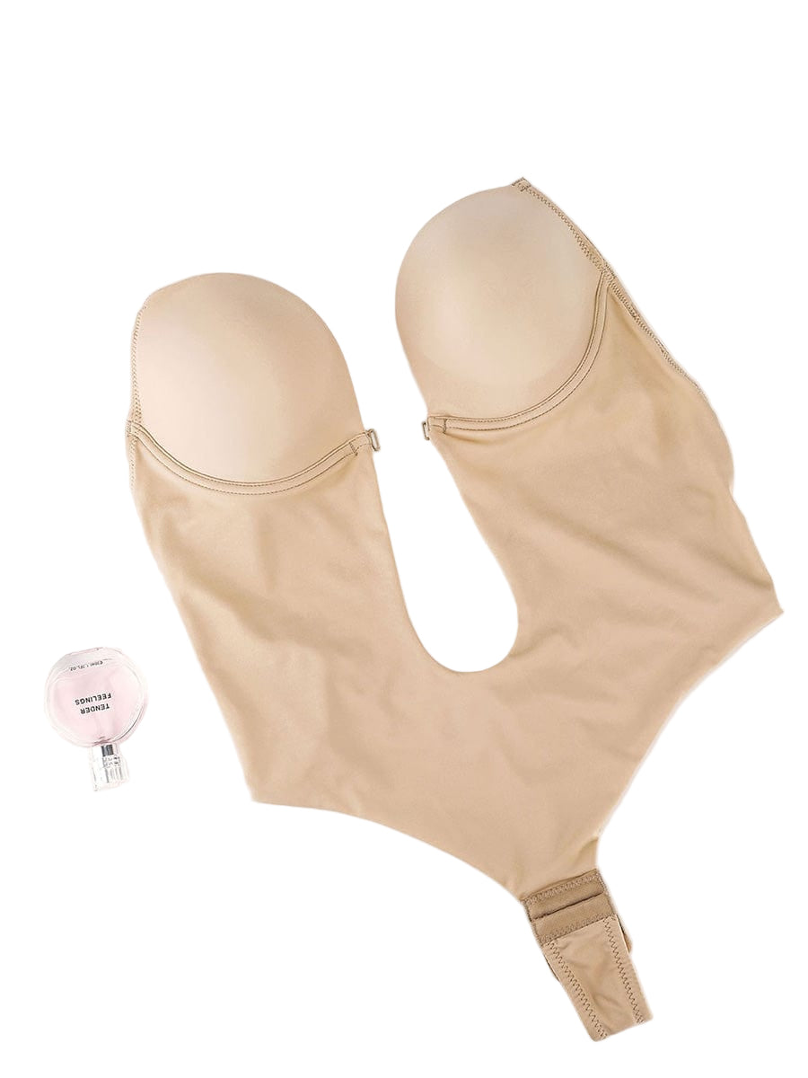 Wholesale High Waist 30D Fabric Tummy Control Bodysuit with Nubuck Shoulder Straps