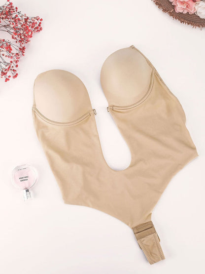 High-Waist Tummy Control Bodysuit with Nubuck Shoulder Straps