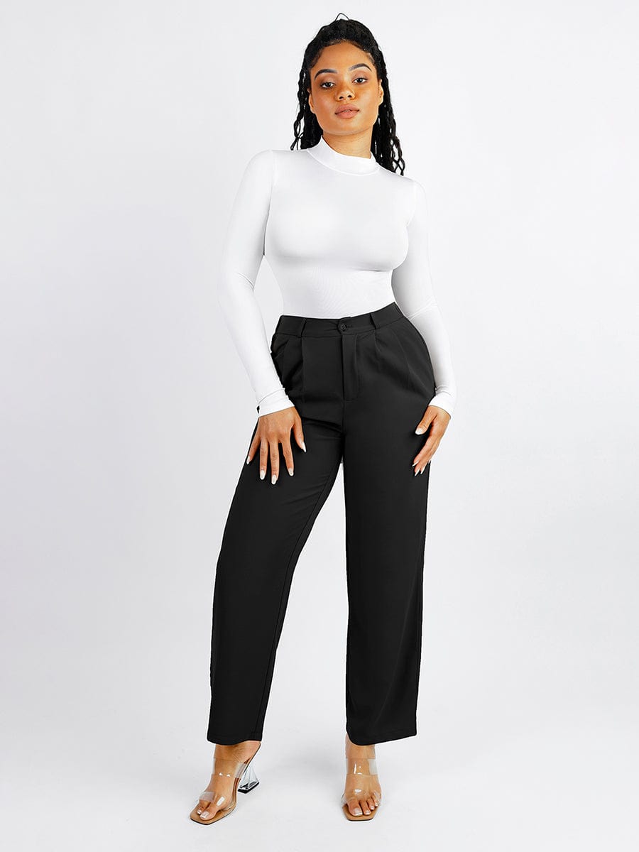 Eco-Friendly Seamless Turtleneck Long-Sleeve Thong Bodysuit