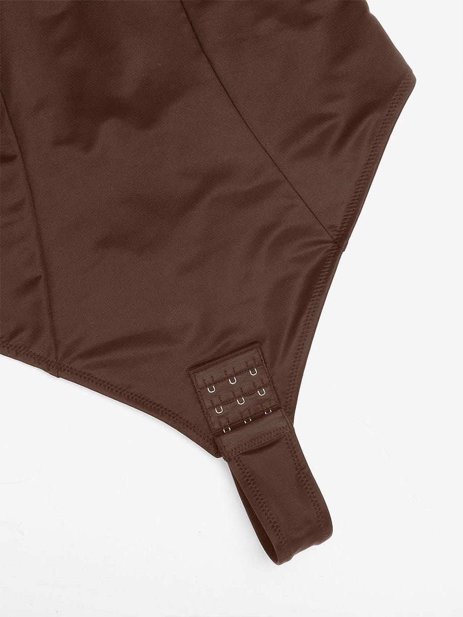 Deep V-Neck Thong Shapewear Bodysuit with Steel Support