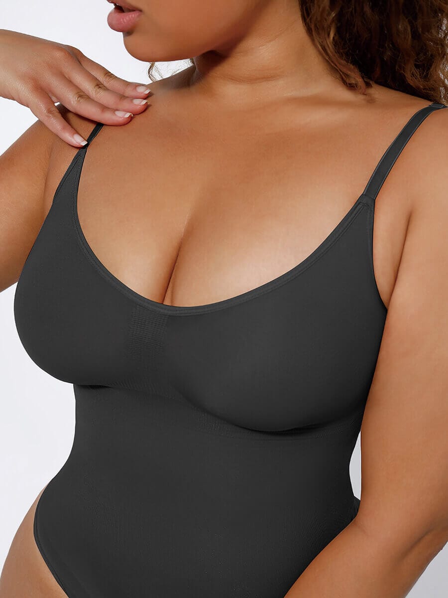 Seamless Covered-Bust Thong Bodysuit
