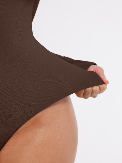 Seamless Long-Sleeve V-Neck Tummy Control Bodysuit