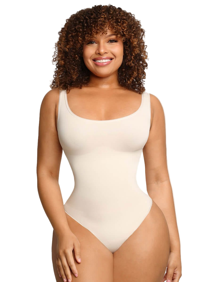 Women Eco-friendly Seamless Outerwear Belly Control Thong Bodysuit