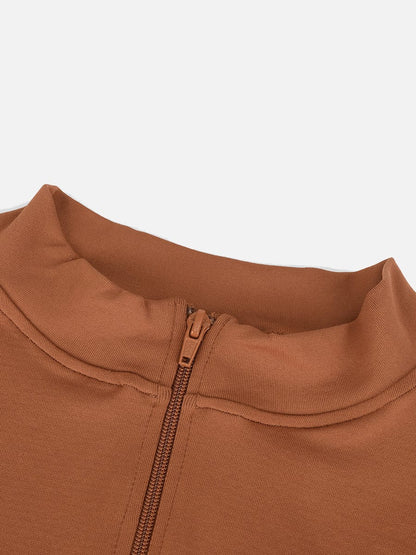 Seamless Long-Sleeve Zipper Thong Bodysuit