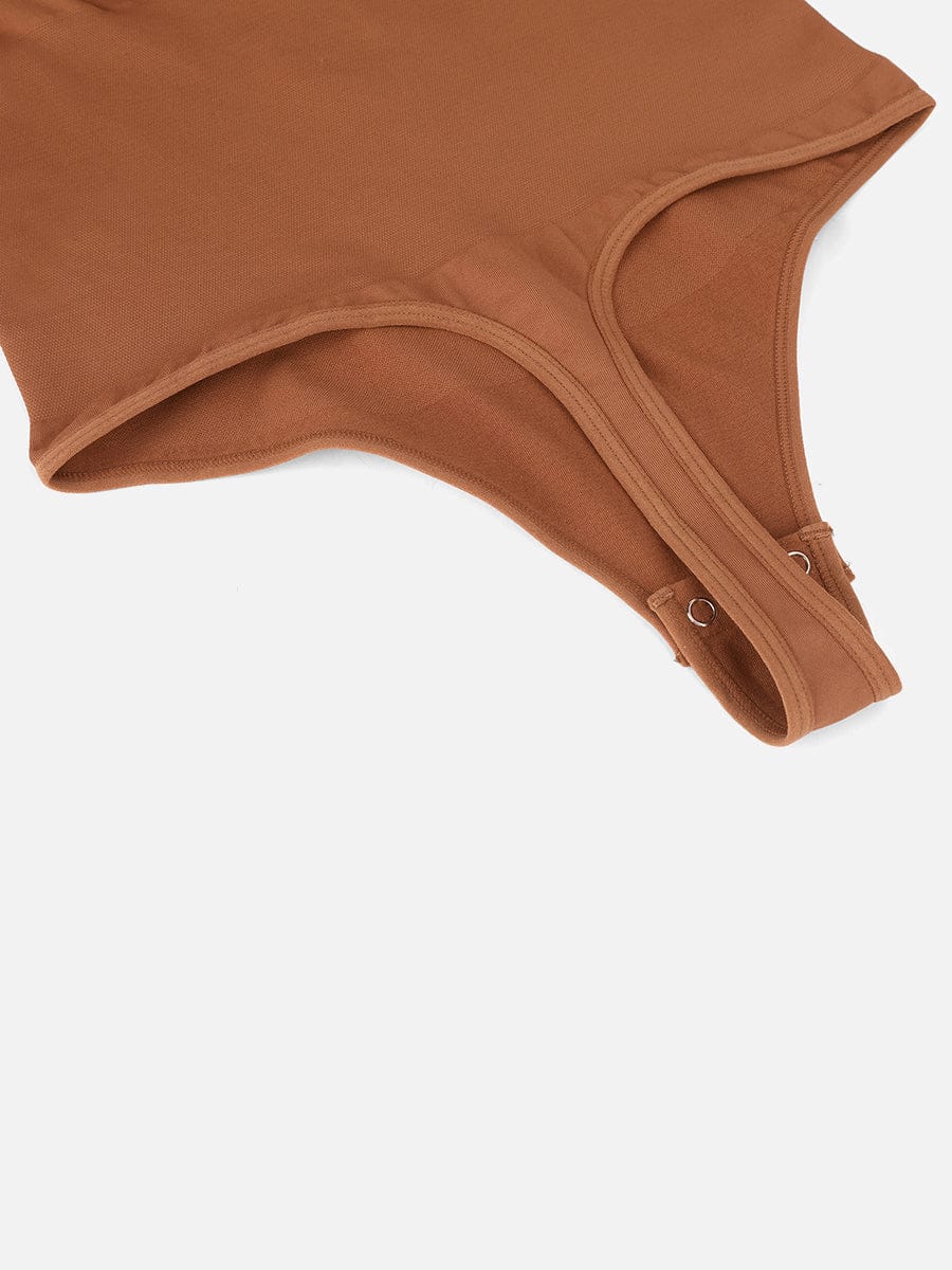 Seamless Long-Sleeve Zipper Thong Bodysuit