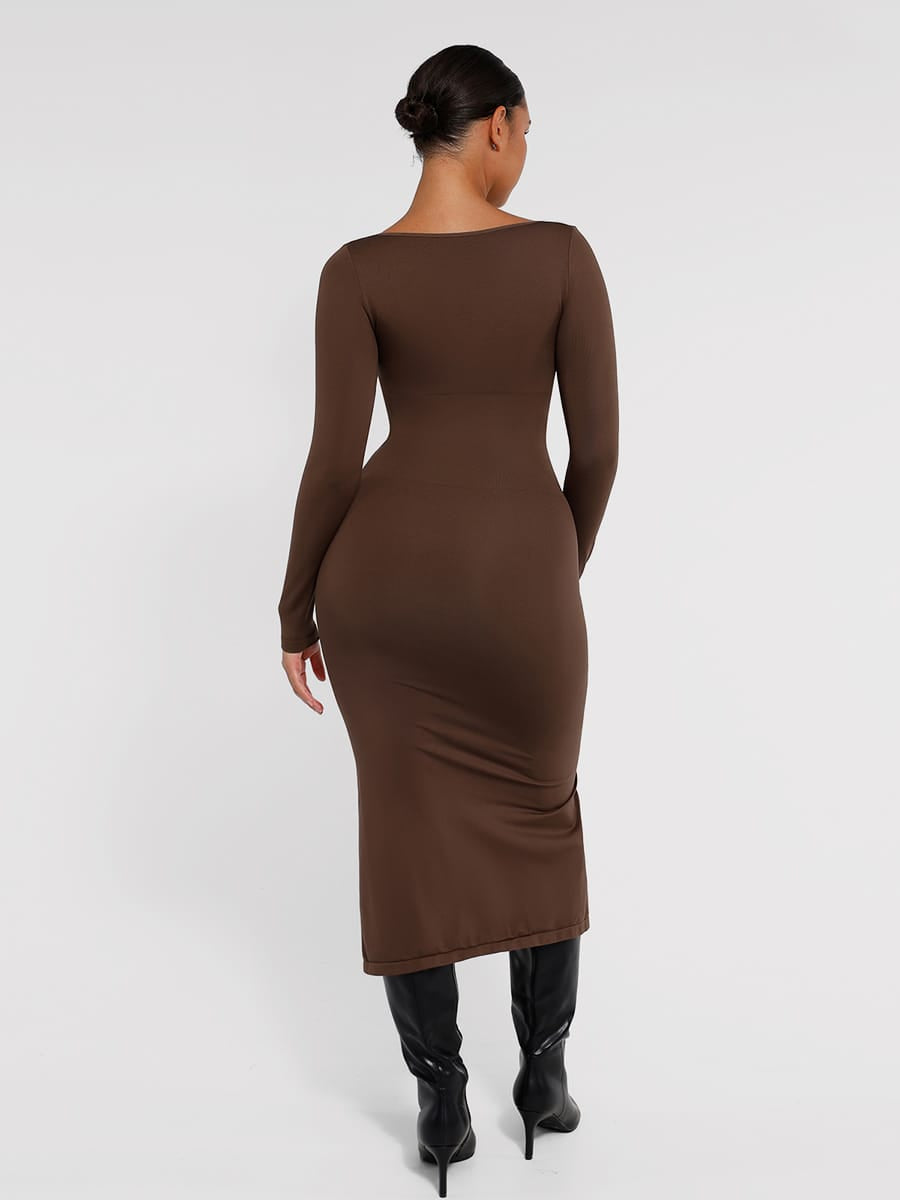 Eco-Friendly Seamless Bust Support High-Slit Shaping Dress