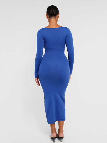 Eco-Friendly Seamless Bust Support High-Slit Shaping Dress