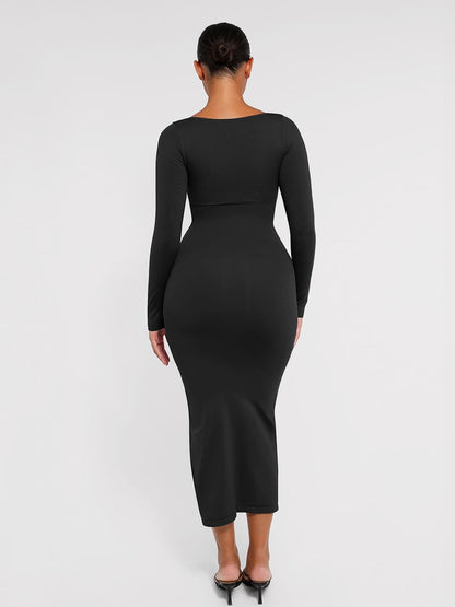 Eco-Friendly Seamless Bust Support High-Slit Shaping Dress