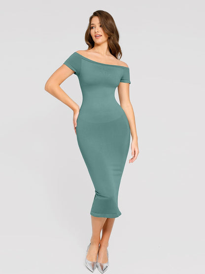 Eco-Friendly Seamless Short-Sleeve Outerwear Dress