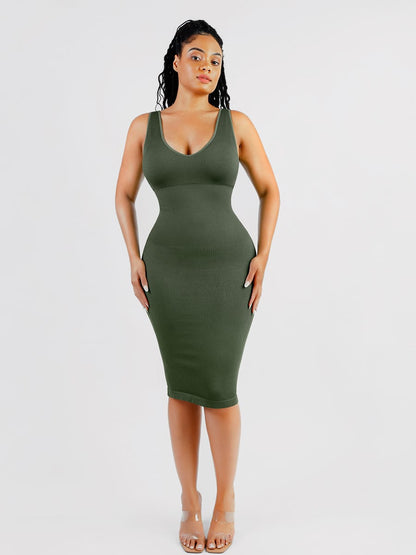 Eco-Friendly Seamless Deep V-Neck Shaping Dress
