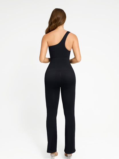 Seamless Sloped-Shoulder Flared Shaping Jumpsuit