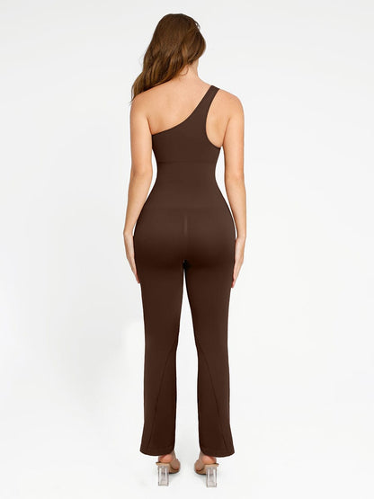 Seamless Sloped-Shoulder Flared Shaping Jumpsuit