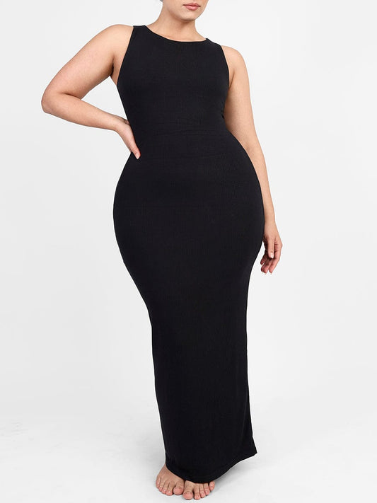 Light-Support Crew-Neck Long Built-In Shapewear Dress