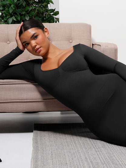 Eco-Friendly Seamless Bust Support High-Slit Shaping Dress