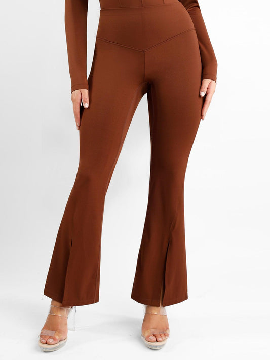 High-Rise Tummy Control Split-Hem Flared Shaping Pants