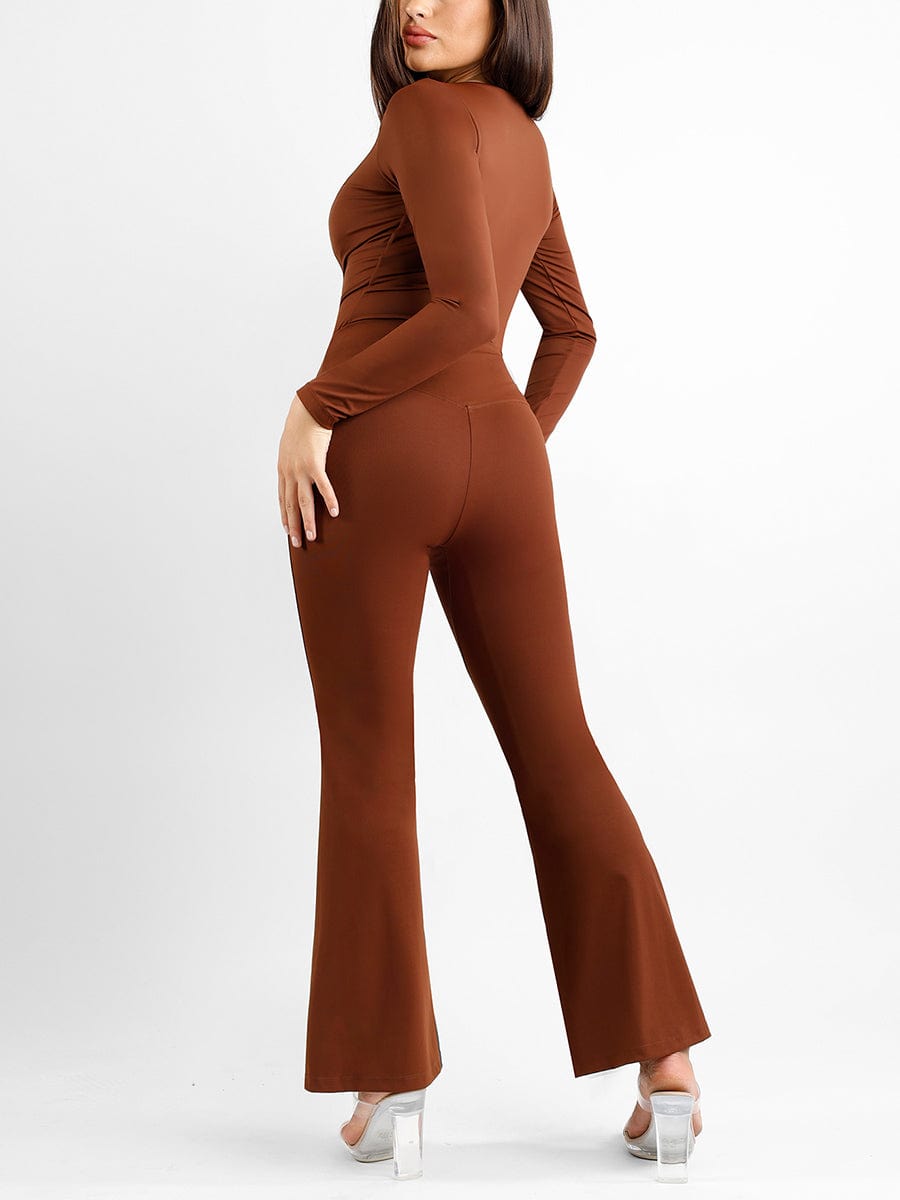 High-Rise Tummy Control Split-Hem Flared Shaping Pants