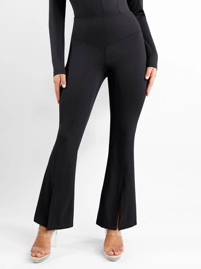 High-Rise Tummy Control Split-Hem Flared Shaping Pants