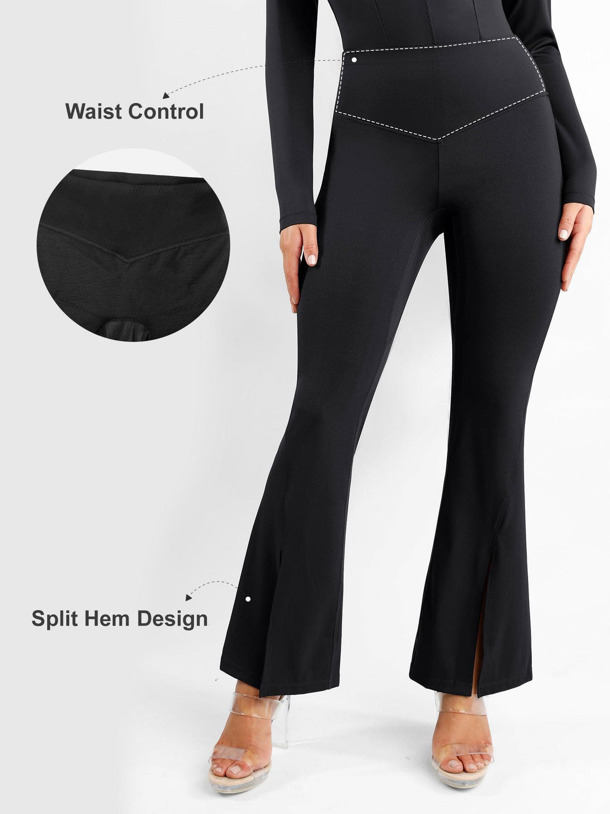 High-Rise Tummy Control Split-Hem Flared Shaping Pants