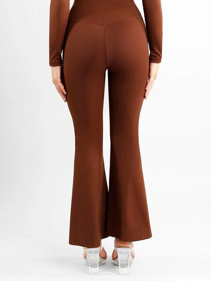 High-Rise Tummy Control Split-Hem Flared Shaping Pants