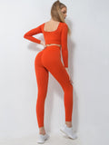 Wholesale 2-piece solid color soport sets v neck breathable wicking fitness workout sportwear