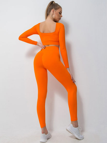 Wholesale 2-piece solid color soport sets v neck breathable wicking fitness workout sportwear