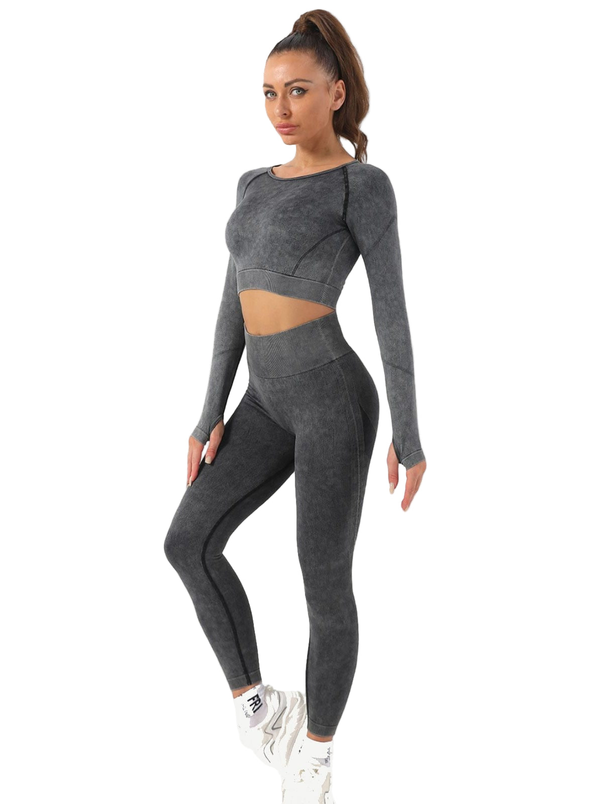 Wholesale New Fashion 2 Piece High Waist Butt Lifter Yoga Set Breathable Wicking Activewear