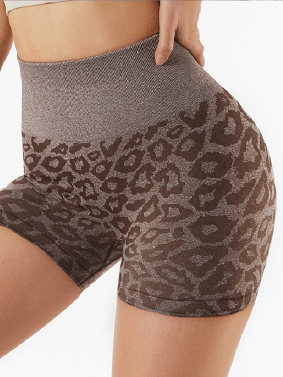 Wholesale Seamless Leopard Print Slim Yoga Shorts