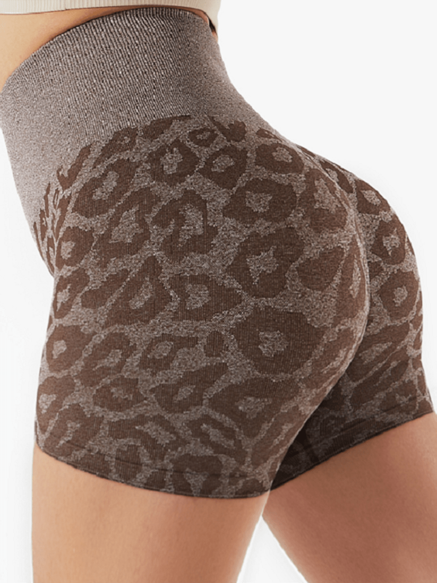 Wholesale Seamless Leopard Print Slim Yoga Shorts