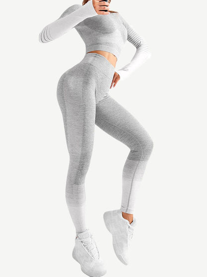 [USA Warehouse]Wholesale Full Length Sport Suit Crop High Waist