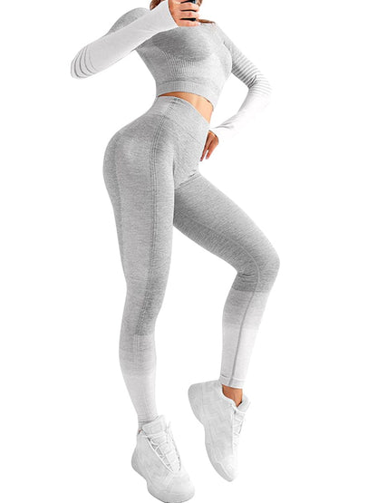 [USA Warehouse]Wholesale Full Length Sport Suit Crop High Waist