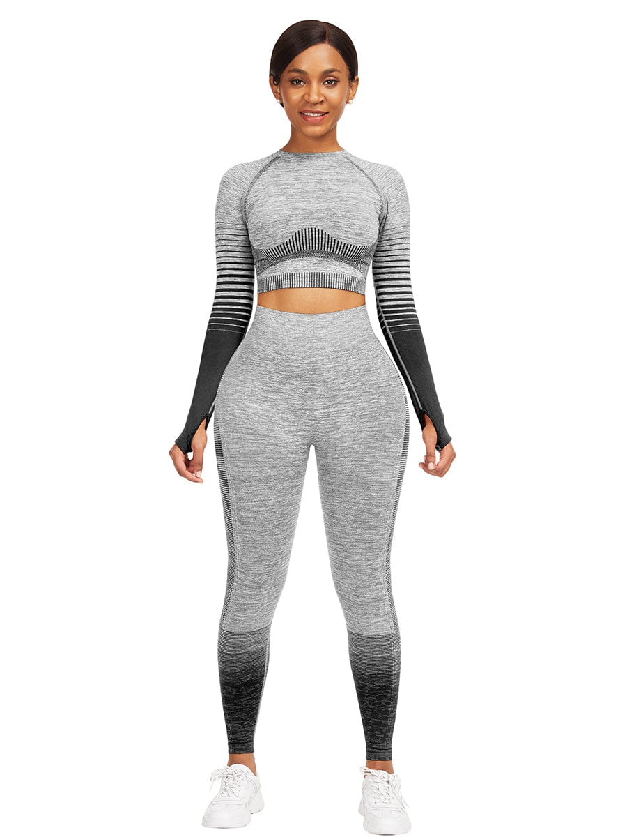 [USA Warehouse]Wholesale Full Length Sport Suit Crop High Waist