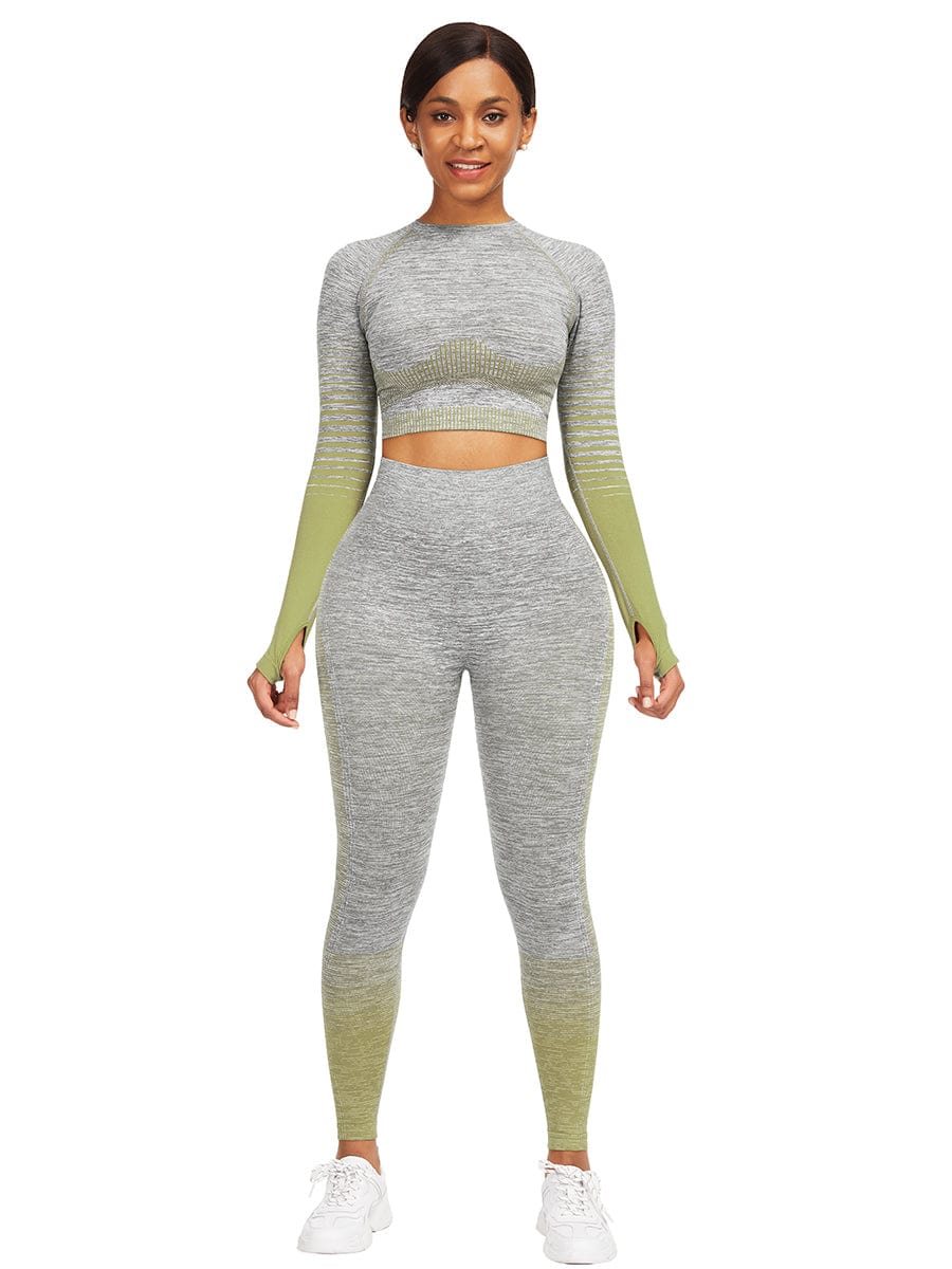 [USA Warehouse]Wholesale Full Length Sport Suit Crop High Waist
