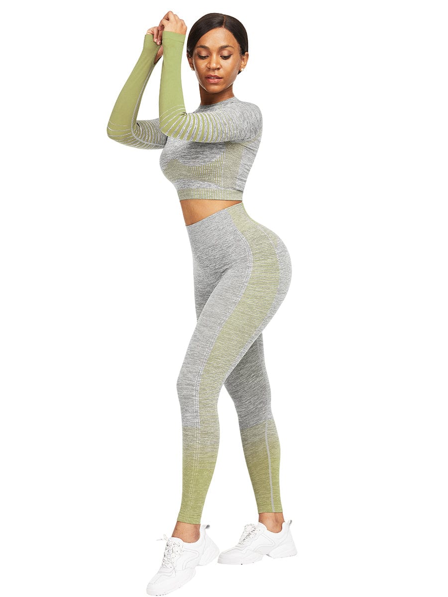 [USA Warehouse]Wholesale Full Length Sport Suit Crop High Waist
