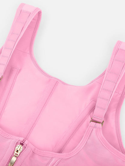 7-Steel-Bone Mesh Bust Support Waist-Cinching Tank Top