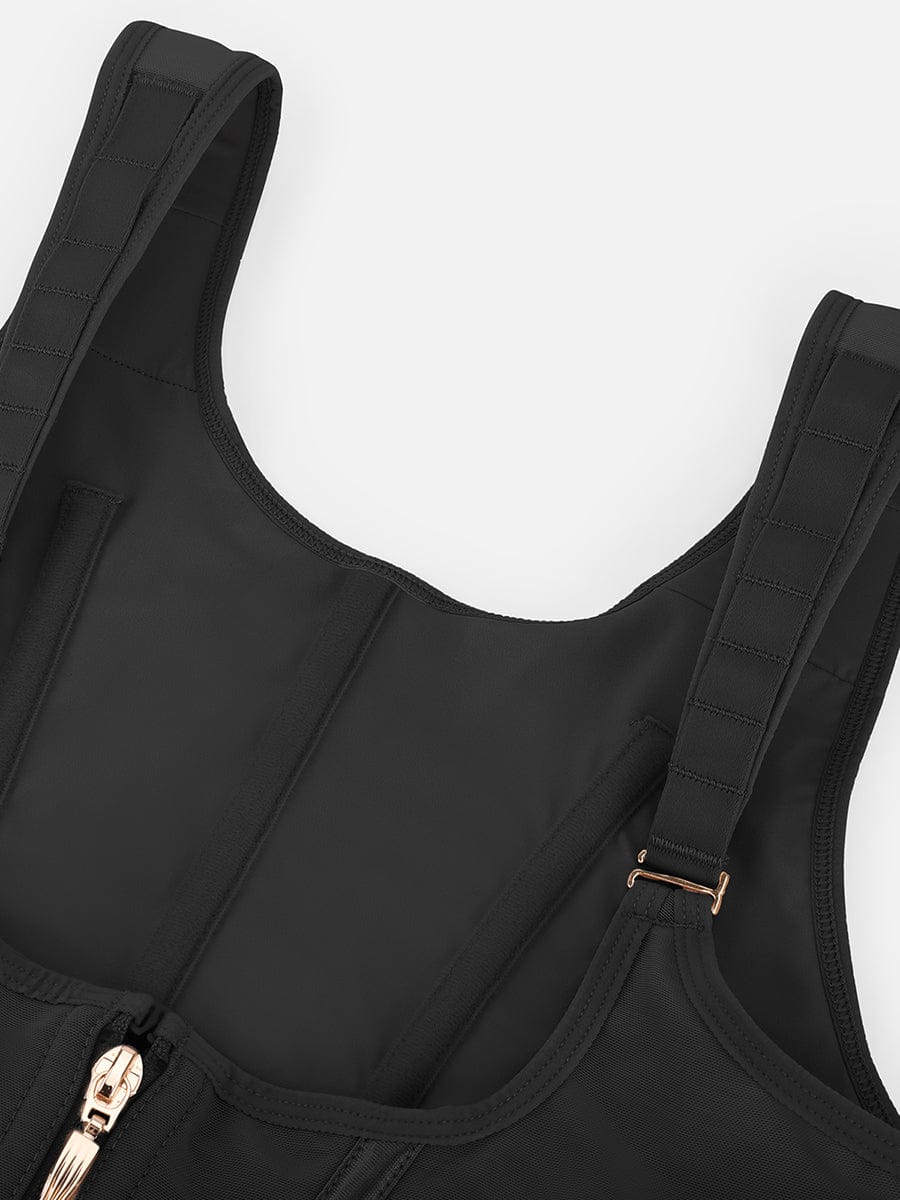 7-Steel-Bone Mesh Bust Support Waist-Cinching Tank Top
