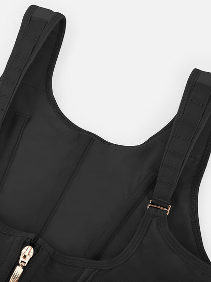 7-Steel-Bone Mesh Bust Support Waist-Cinching Tank Top