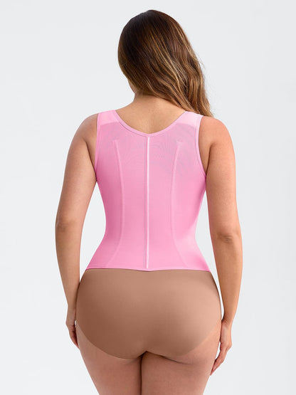 7-Steel-Bone Mesh Bust Support Waist-Cinching Tank Top