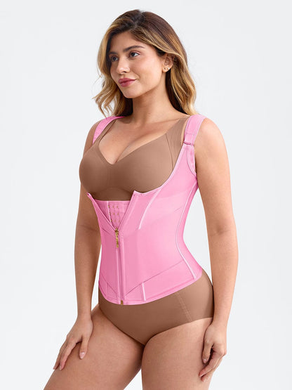 7-Steel-Bone Mesh Bust Support Waist-Cinching Tank Top