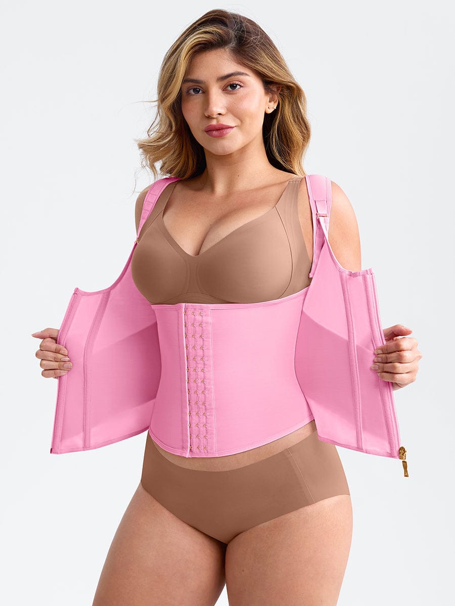 7-Steel-Bone Mesh Bust Support Waist-Cinching Tank Top
