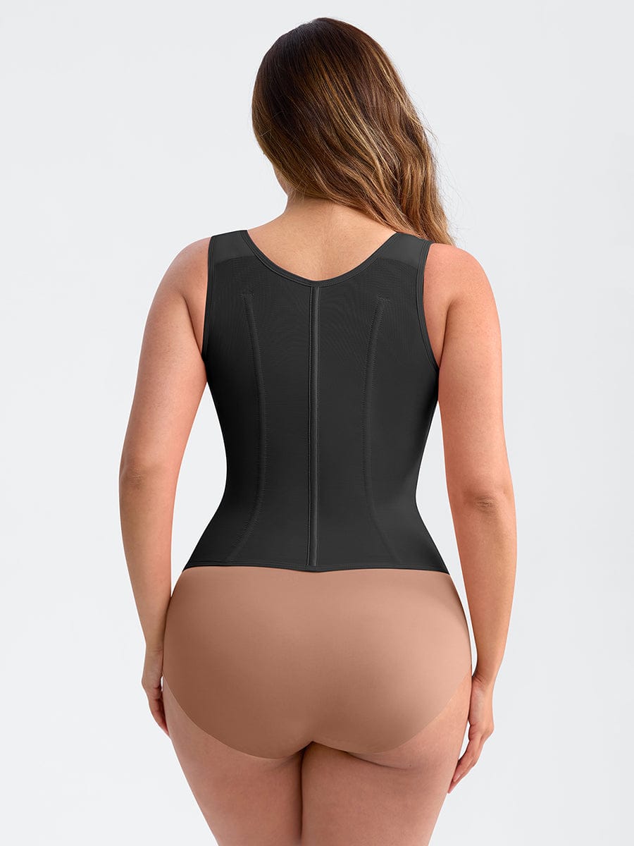 7-Steel-Bone Mesh Bust Support Waist-Cinching Tank Top