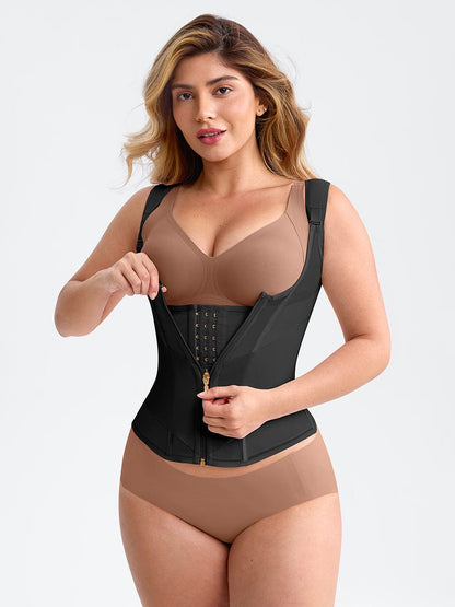 7-Steel-Bone Mesh Bust Support Waist-Cinching Tank Top