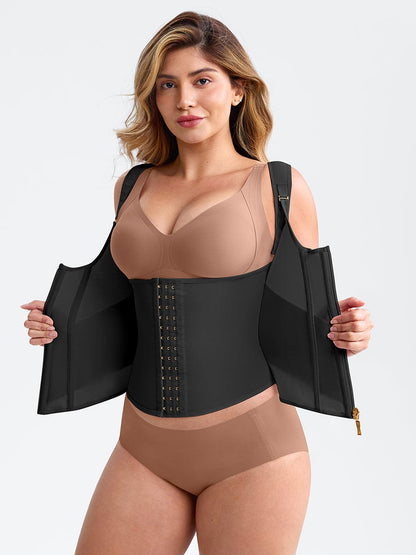 7-Steel-Bone Mesh Bust Support Waist-Cinching Tank Top